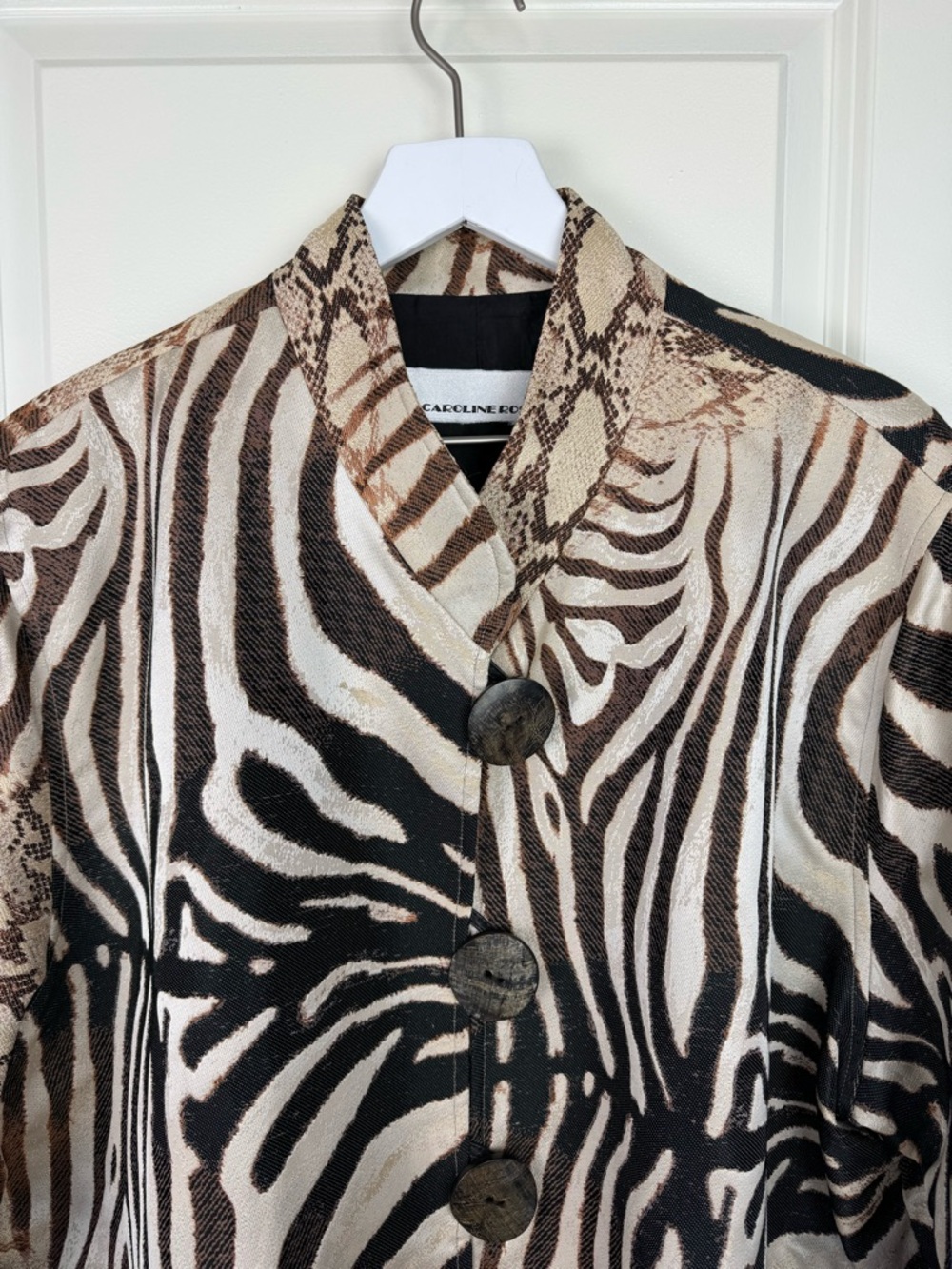 Caroline Rose Jacket Zebra Snake Animal Print No Size Tag Measures as 3X - Picture 9 of 16
